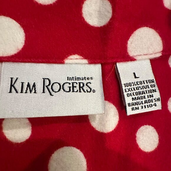 KIM ROGERS WOMENS RED FLANNEL PAJAMA SET WHITE POLKA DOT LARGE - Picture 6 of 9
